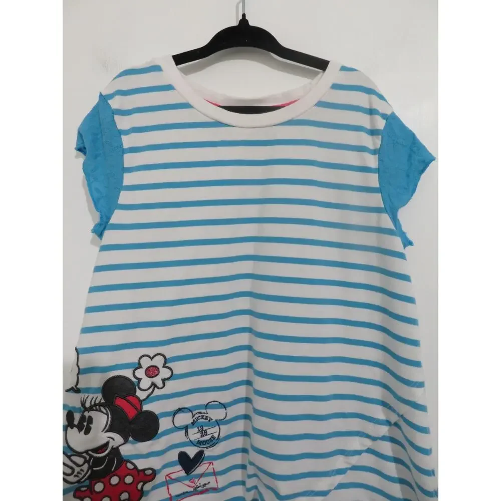 Disney Parks Kids S Blue White Mickey Mouse Striped Short Sleeve Dress Tunic Top